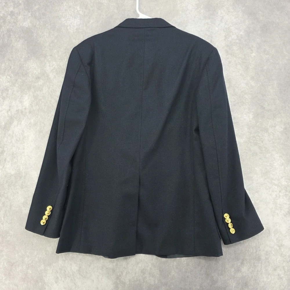 VTG Polo Ralph Lauren Navy Blue Blazer Gold Crest Buttons Made In USA Wool